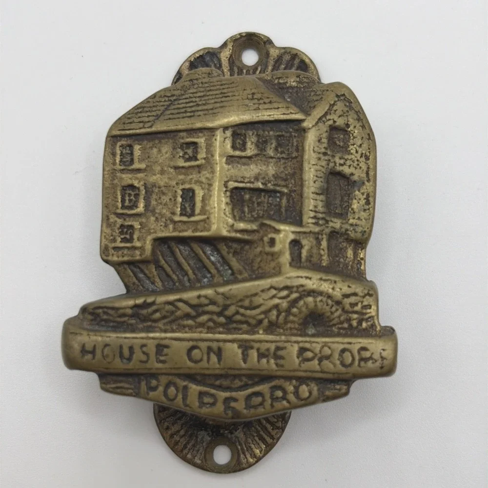 Antique Polperro House on the Props Door Knocker Solid Brass